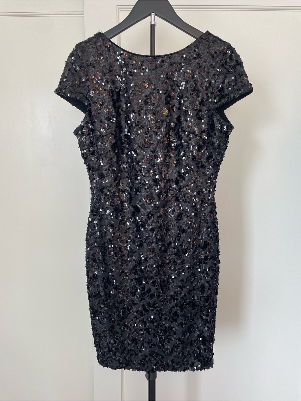 Dress the Population Black Sequin Cap-Sleeve Mini Dress